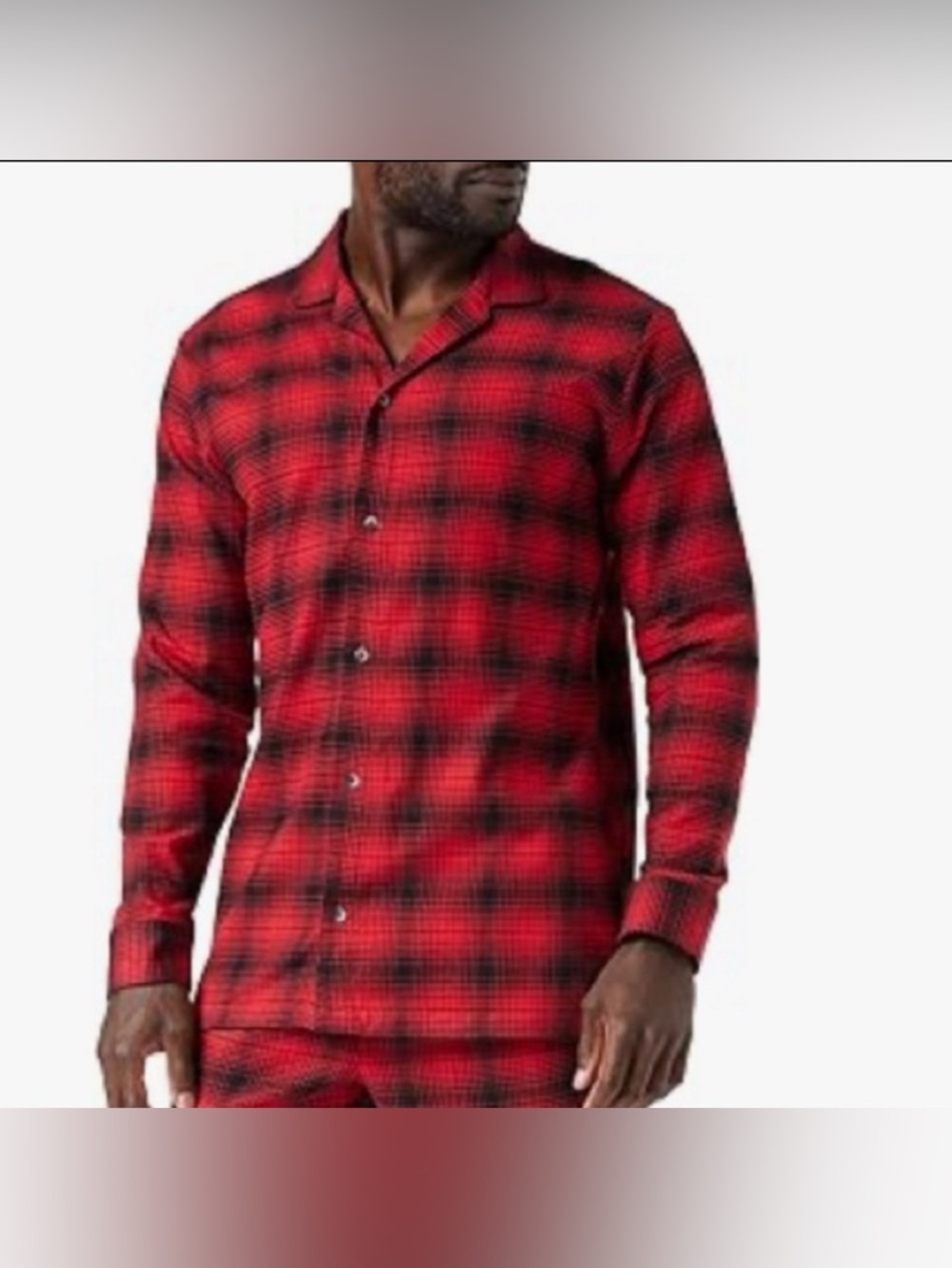CALVIN KLEIN PLAID FLANNEL PAJAMA SHIRT  MENS LONG SLEEVES RED/BLACK SIZE MEDIUM
